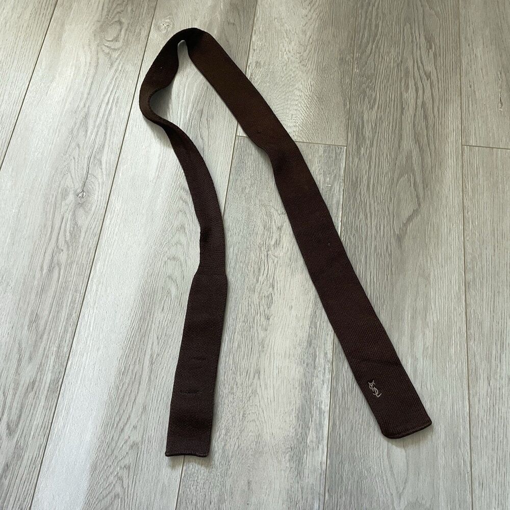 Yves Saint Laurent Tie cotton skinny knit mens Brown (one size) designer formal